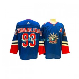 New York Rangers Mika Zibanejad 93 Adidas 2022-2023 Reverse Retro Blauw Authentic Shirt - Mannen